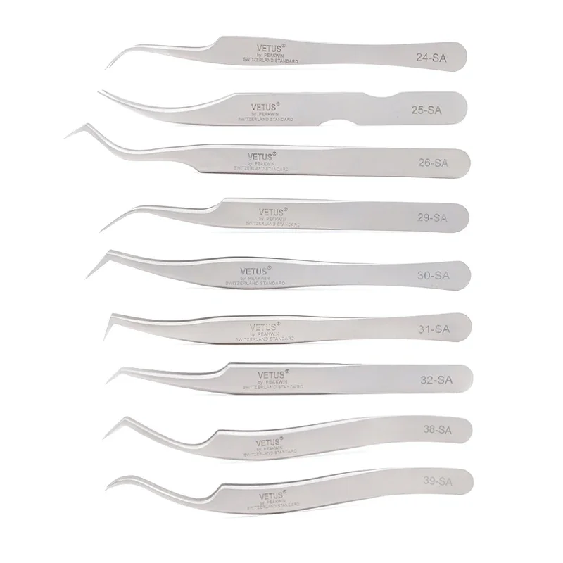 

9pcs/set NEW VETUS SA Series Eyelash Tweezers 3D Volume Eyelash Extension Tweezer Fan Lash Eyebrow Tweezers Excellent Closure