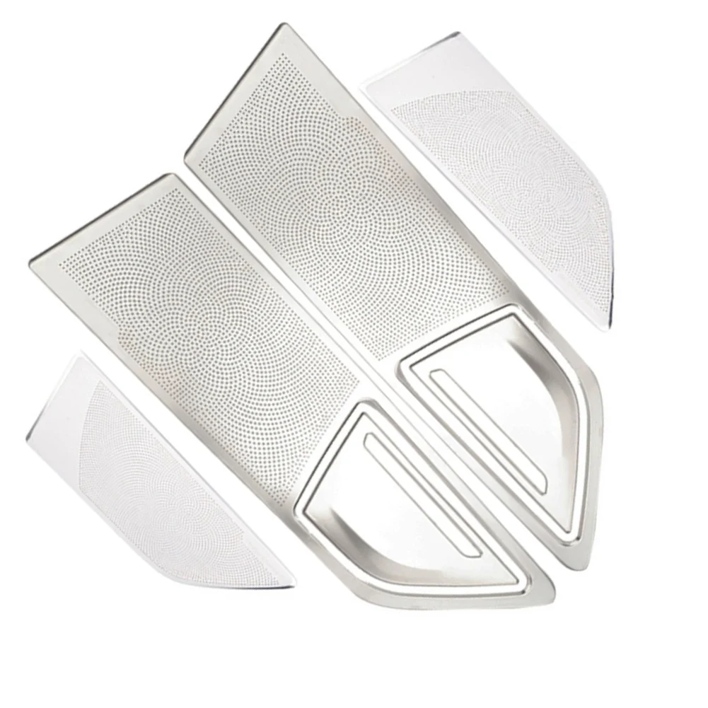 

Silver Car Speaker Cover Custom Car Stereo Speaker Trim Self-adhesive Backing Scratch Protection Customizable Decal