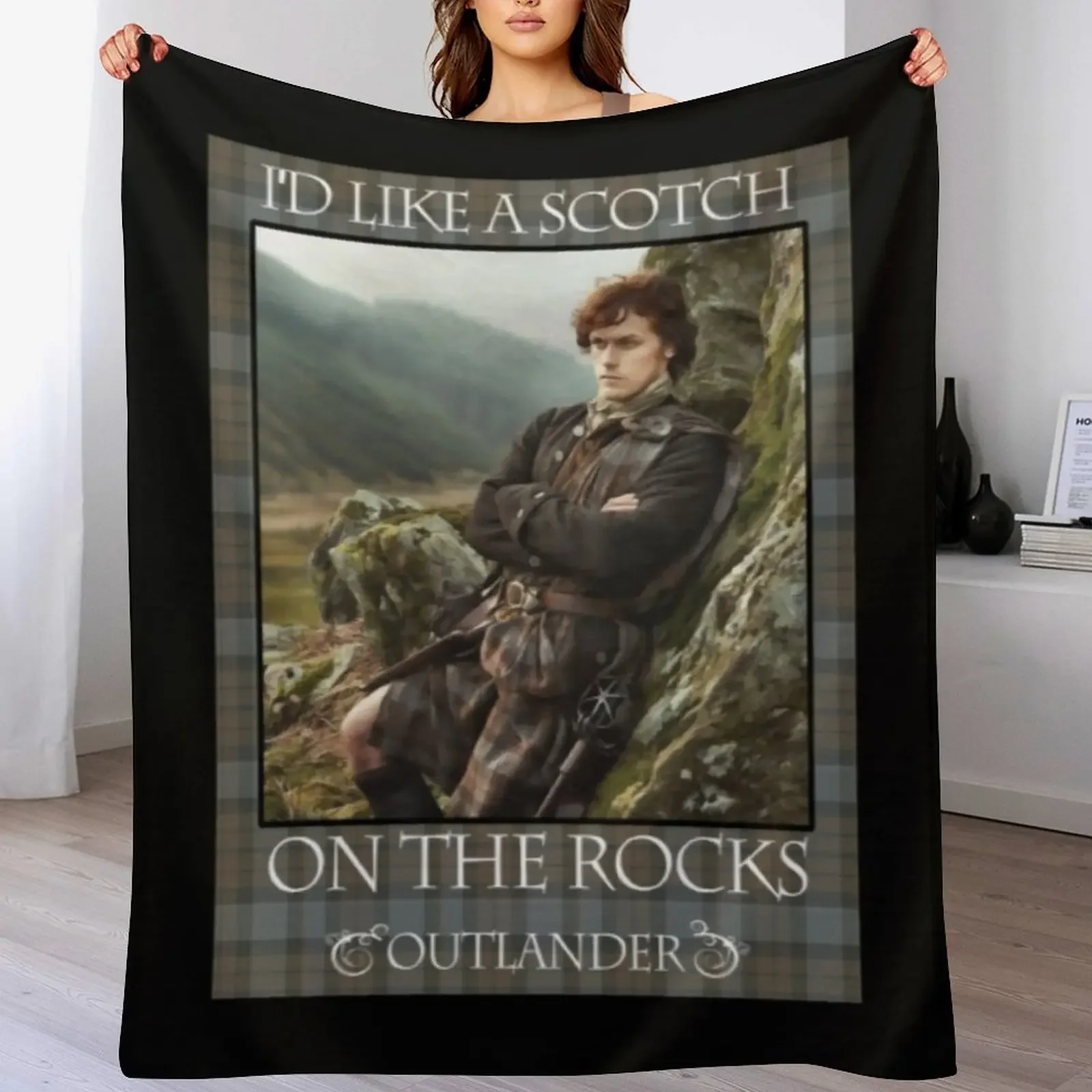 Outlander On Starz T-ShirtI'd Like a Scotch on the Rocks Throw Blanket Extra Large Throw Flannel Blankets