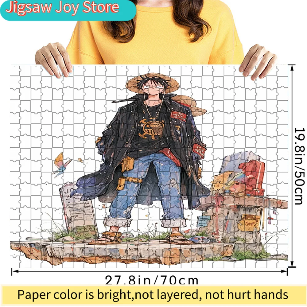 

One Piece Monkey D. Luffy Adventure Style Premium Paper Jigsaw Puzzle, 27.8x19.8 Inches Large Size DIY Assemble Toy, Ideal Gift