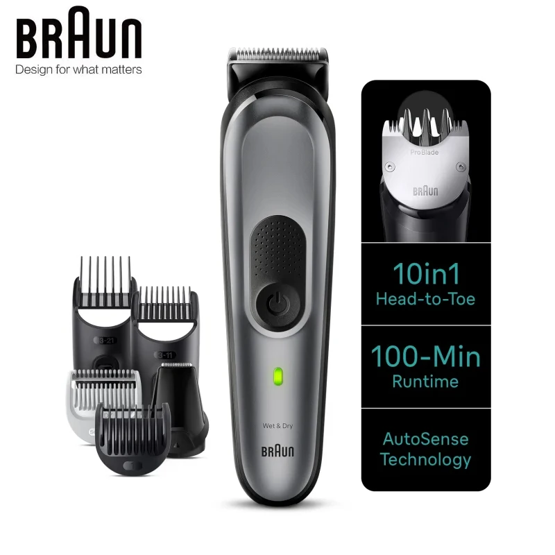 Braun MGK7420 Electric Shaver Series 7 Razor 10-in-1 Styling Kit Hair Clipper Nose Ear Trimmer Epilator Full Body Hair Removal