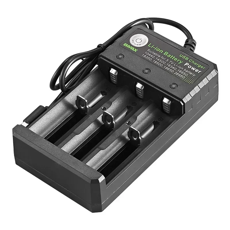 3 Slots 18650 Battery Charger Smart USB Independent Charging 4.2V Li-ion Amplifier Charger for 18500 14500 16650 26650