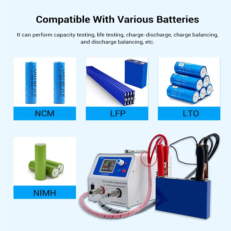 Heltec 50A Power Battery Capacity Tester Charge Discharge Load Detection Aging Test Voltmeter for Li ion LiFePo4 EU US Standards