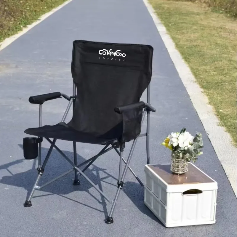 

Beach Fishing BBQ Leisure Outdoor Portable Foldable Luxury Large High Back Camping Chair with Cup Holder