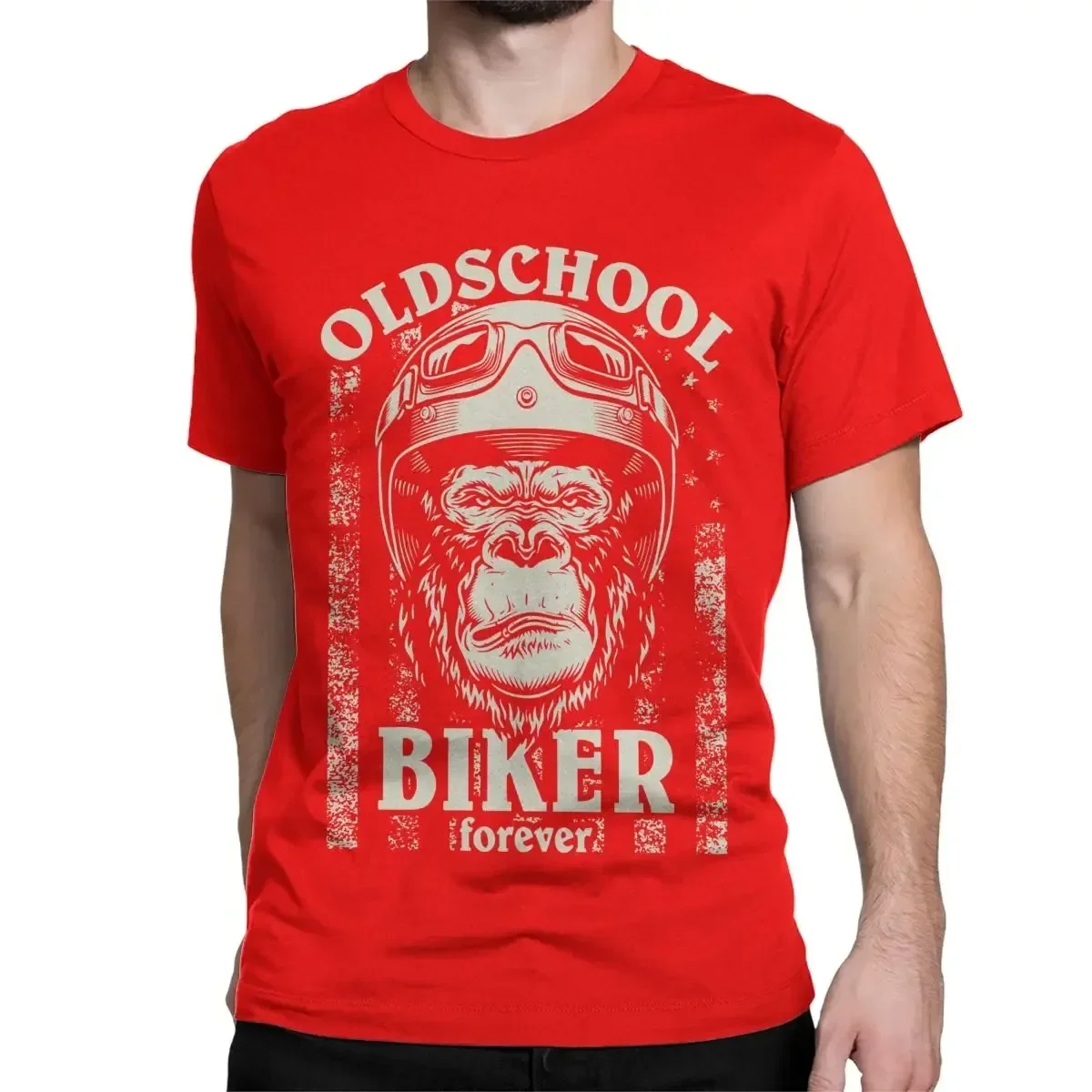 heavyweight Informal Old School Biker Motorcycle Bike Gorilla Men Racing Tee Shirt Round Collar Cotton Birthday Present Clothing