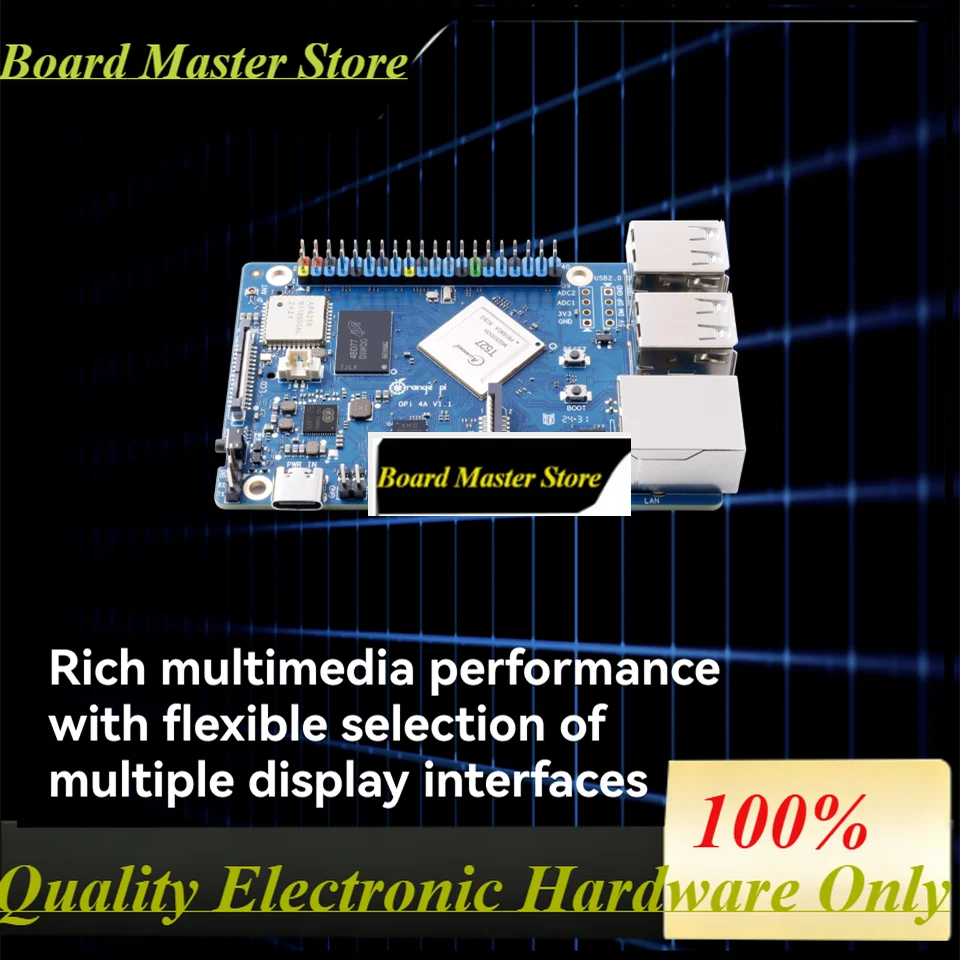 BoaMasMOrange Pi 4A 4GB RAM Single Board Computer Allwinner T527 RISC-V Co-processor WiFi+BT5.0 BLE M2 NVMe SSD 2TOPS NPU Mini