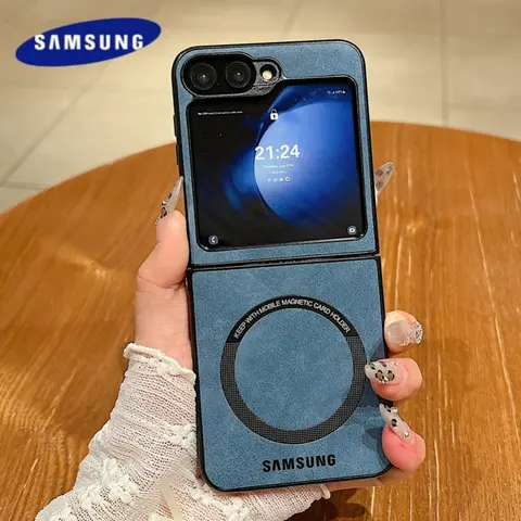 For Magsafe Case Samsung Z Flip 7 6 5 4 Matte PU Leather Samsung Galaxy Z Fold 7 6 5 4 Magnetic Skin Feel Flip 3 Luxury Cover