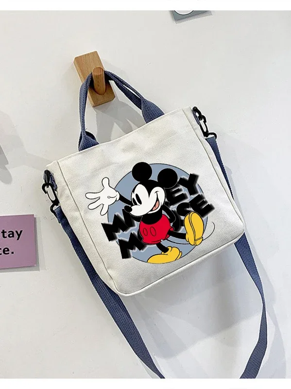 Disney Mickey Minnie Mouse Cute Cartoon Shoulder Bag Fashion Canvas Bags Kawaii Anime Printing High-capacity Commuting Handbag