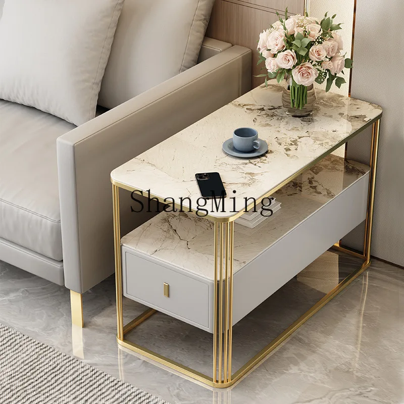 

FG light luxury high-end sofa side cabinet modern simple Internet celebrity rock slab living room small coffee locker