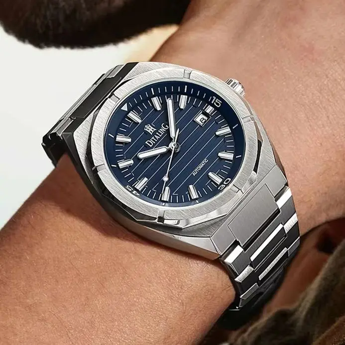 DITALING Men Automatic Watch 42mm Mechanical Wristwatch 50M Waterproof Sapphire Mirror Luminous