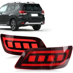 LED Rear Reflector Bumper Fog Light Kit For Subaru Forester 2019-2023 Accessories Tail Brake Turn Signal Light 3 In 1 Auto Parts