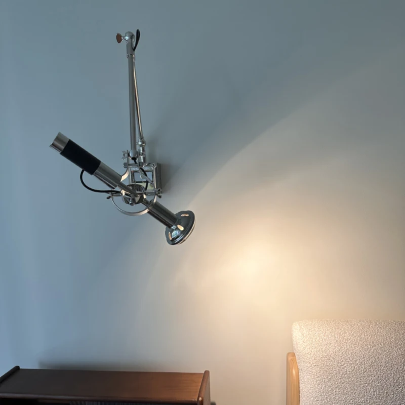 2026 Novelty Chrome Metal Wall Lamp With Switch New Style Rotatable GU10 Bulb Bedroom Reading Study Lighting Sconce view 2
