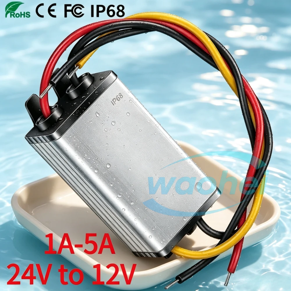 24V to 12V 2A-5A Power Buck Converter Voltage Transformer Waterproof Regulator Reducer Module Power Supply DC Buck Converter CE