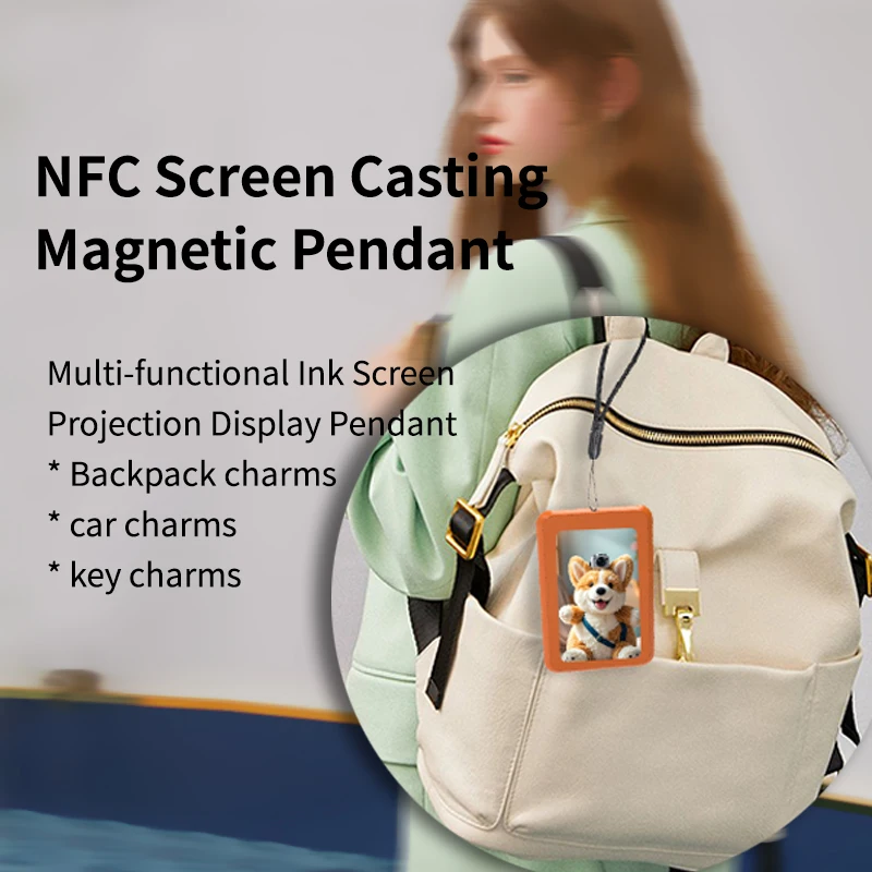 

NFC Function Memory Keyring Backpack Charms 1.54-inch Four Color Display Screen Image Wireless Transmission Keychain Ink Screen