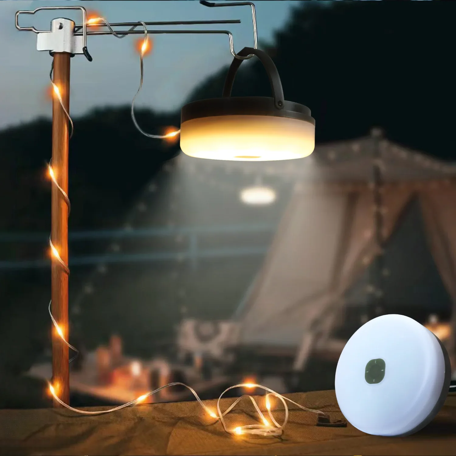 Luz Solar para acampar al aire libre, iluminación ambiental de emergencia, cinta métrica, almacenamiento, cadena de luz para acampar