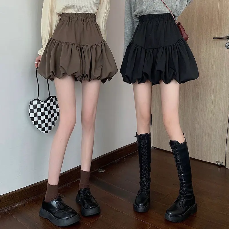 

Sweet Cool A-Line Skirt for plus Size Women Elegant Design Spring Summer High Waist Pleated Korean Style Polyester Fiber