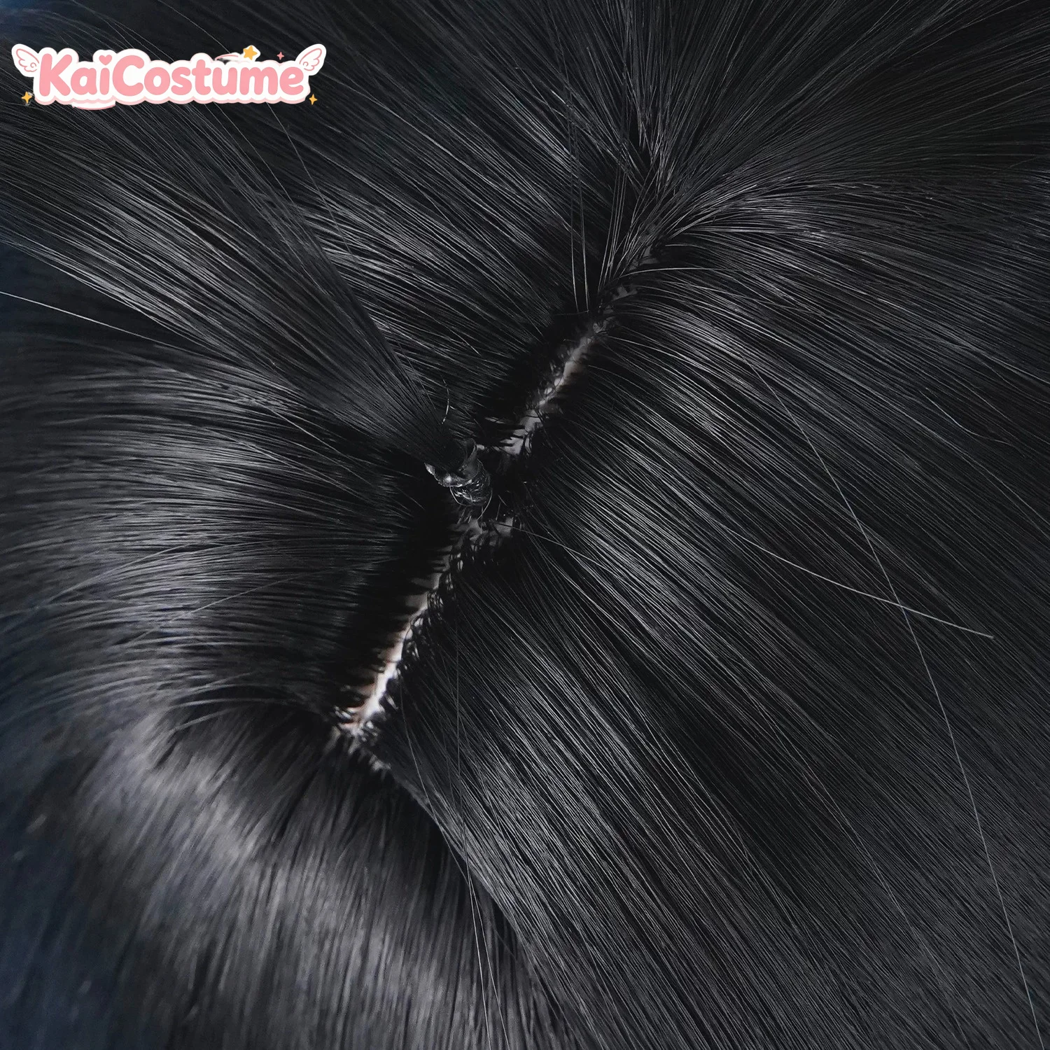 Wuthering Waves Yangyang Xuanling Cosplay Wig Cool Dark Long Hair Handmade Realistic Scalp Top Thick Heat Resistant Synthetic view 4
