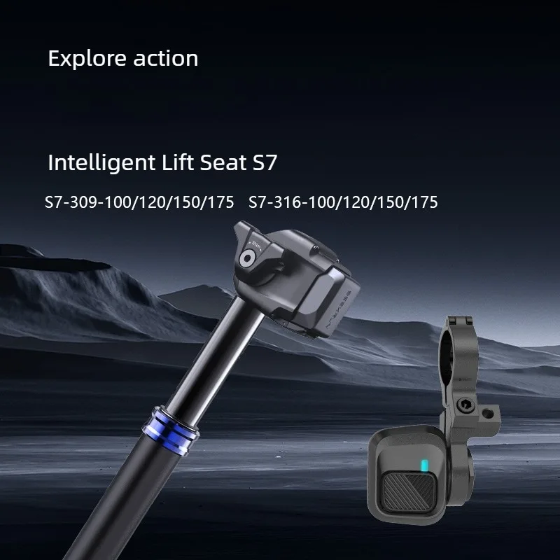 S7 Dropper Post Wireless Electronic Dropper Seatpost For Mountain Bike XC Off‑road Adjustable Aluminum Alloy Type‑C Charging
