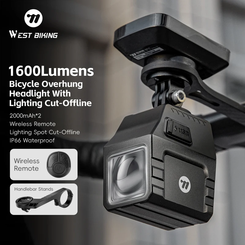 

Велосипедная фара WEST BIKING, 1600 люмен, яркий IPX6, водонепроницаемый велосипедный фонарик Type-C, аксессуары для дорожного велосипеда MTB