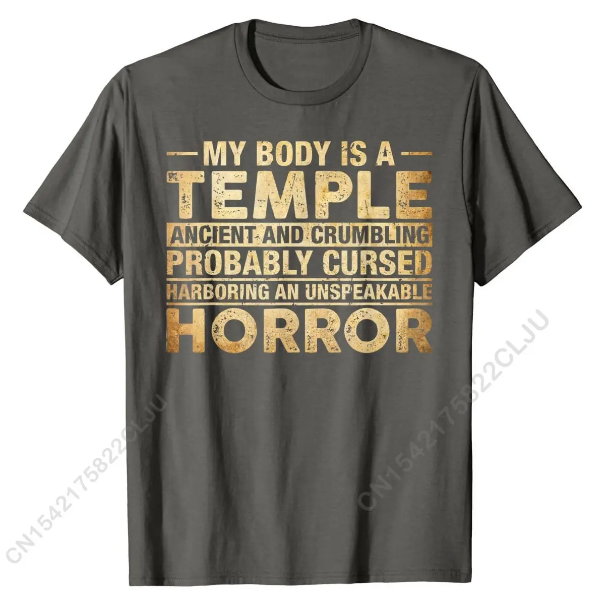 My Body Is A Temple Ancient Crumbling Probably Cursed T-Shirt Male Designer Simple Style Men Tees Cotton T Shirts Printing