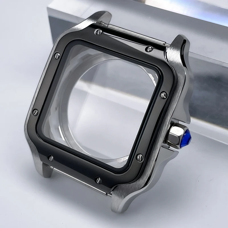 38mm NH35 Quadratisches Gehäuse Schwarz Gold Edelstahl Modifikationsteile für SKX Mod Zubehör Fit Santo Case NH35 NH36 Uhrwerk – Detail 15