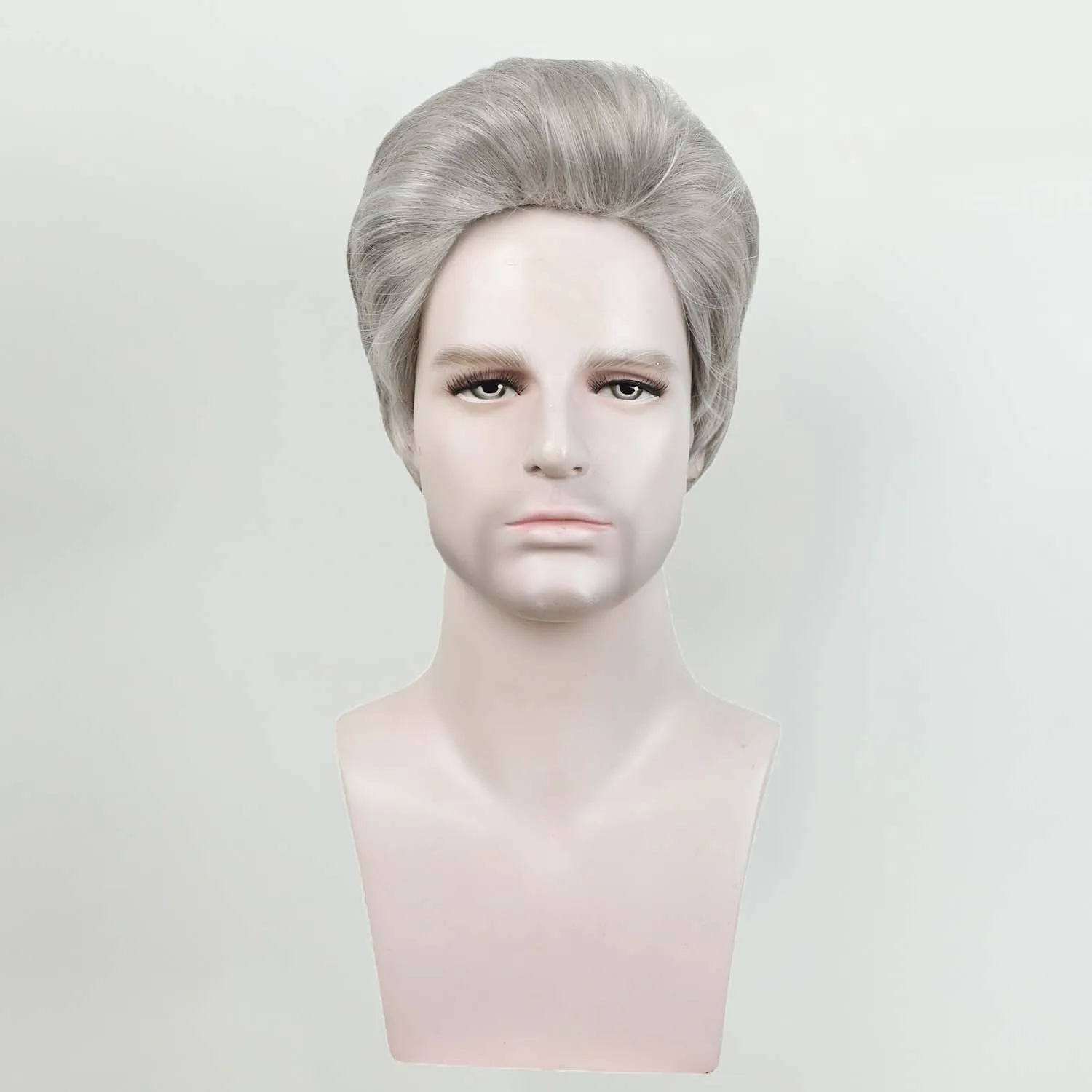 الرجال قصيرة رمادي شعر مستعار بيروكات صناعية للرجال عابث قطع رقيق لينة شعر مستعار مجعد الذكور ألياف مقاومة للحرارة تأثيري الطرف #2