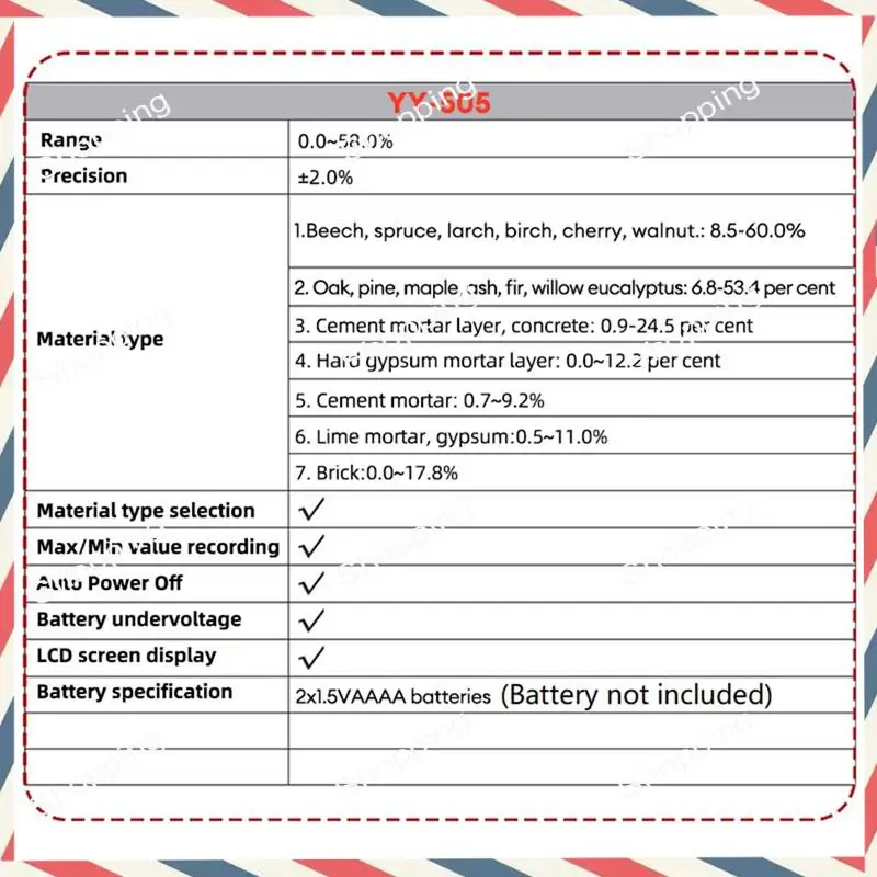 

M20K GN602 Измеритель влажности древесины 0–58% Детектор влажности древесины Макс./мини-цена Строительный материал