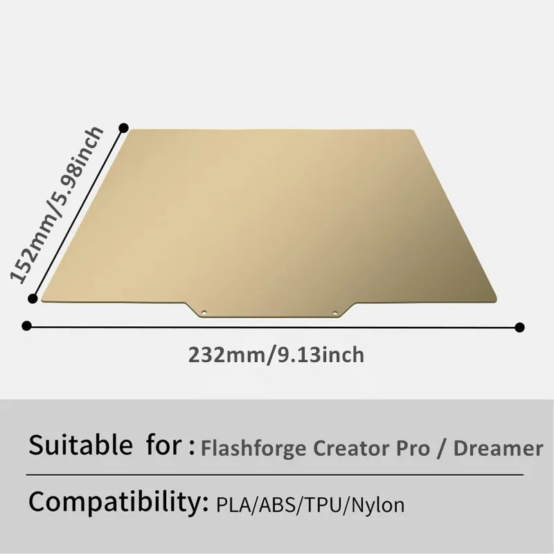 

ENERGETIC PEI Smooth Plate 232x152mm for Flashforge Creator Pro/Dreamer/Dreamer NX 3D Printer PEI Spring Steel Sheet with Base