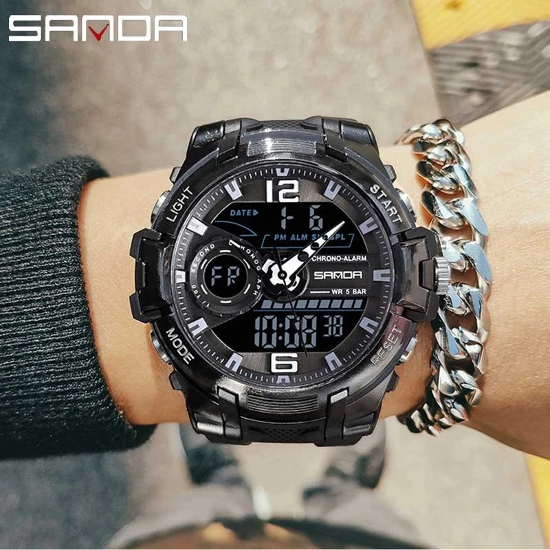 SANDA Men\'s Military Watch G Style Brand Sports Watch LED Digital 50M Waterproof Watch S Shock Male Clock Relogio Masculino