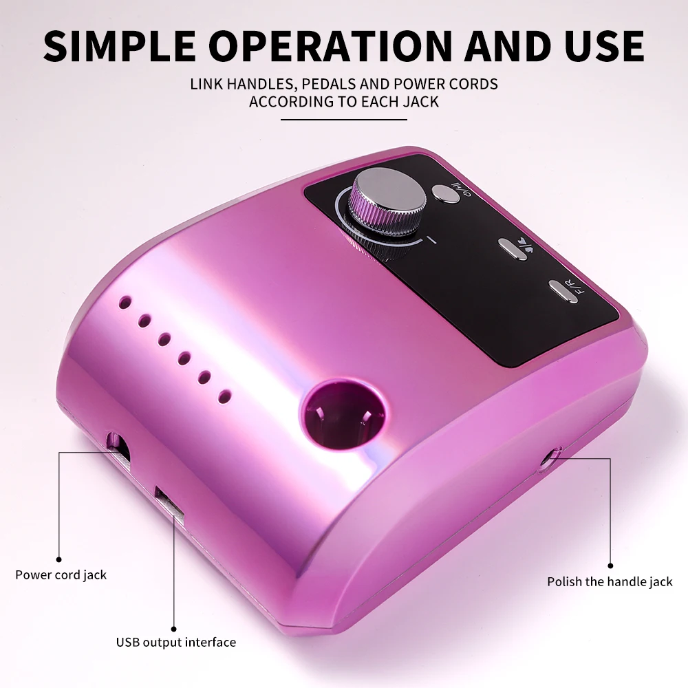 Electric Nail Drill Machine Professional 45000RPM Electric E File with LCD Display for Acrylic Gel Polishing Removing Manicure