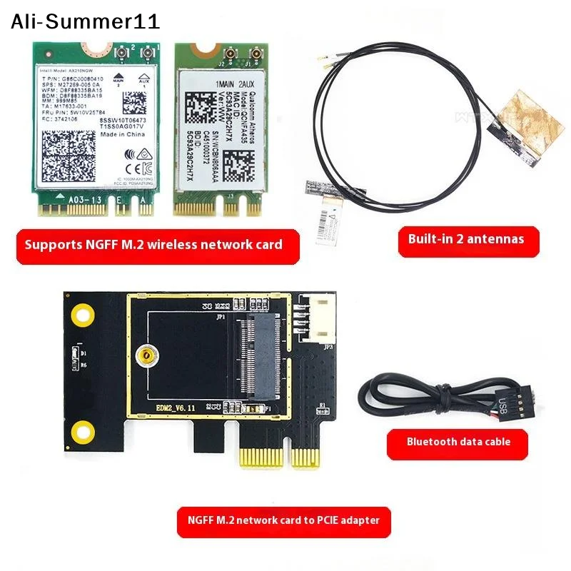 【A6L】【WG】1 Set Supports NGFF M.2 Wireless Network Card DIY Accessories NGFF M.2 To PCIE Network Card Adapter Card