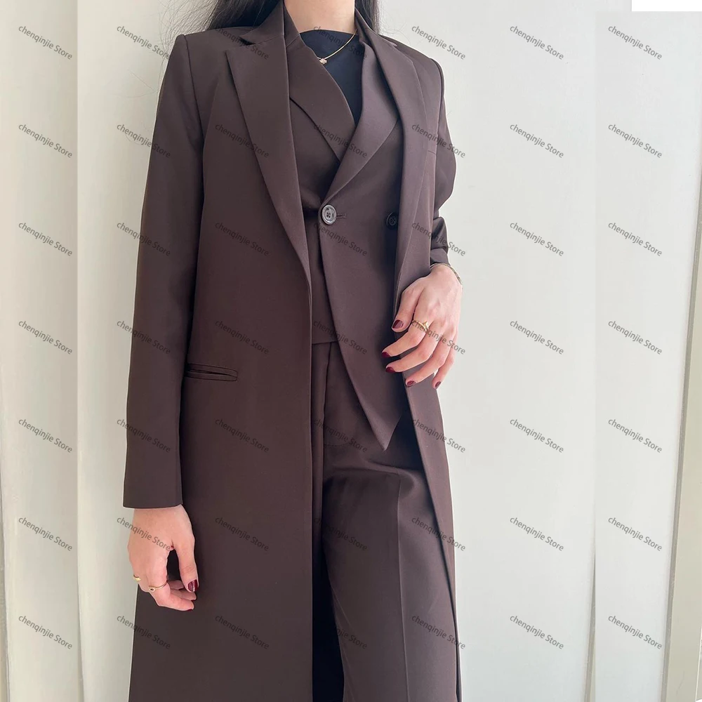 Elegant Women\'s Jacket 1 Piece Blazer Solid Color Single Breasted Notch Lapel Slim Fit Long Coat Office Female Clothing 2024