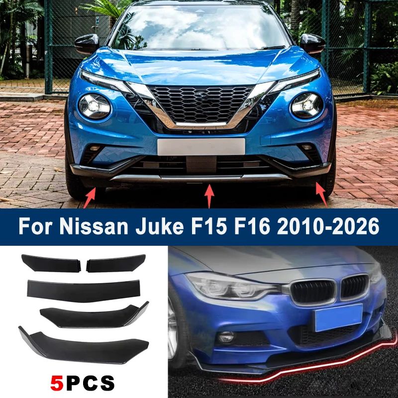 

Adjustable 5Pcs Sectional Front Spoiler Lip For Nissan Juke F15 F16 2010-2026 Front Bumper Splitter Car Exterior Sport Body Kit
