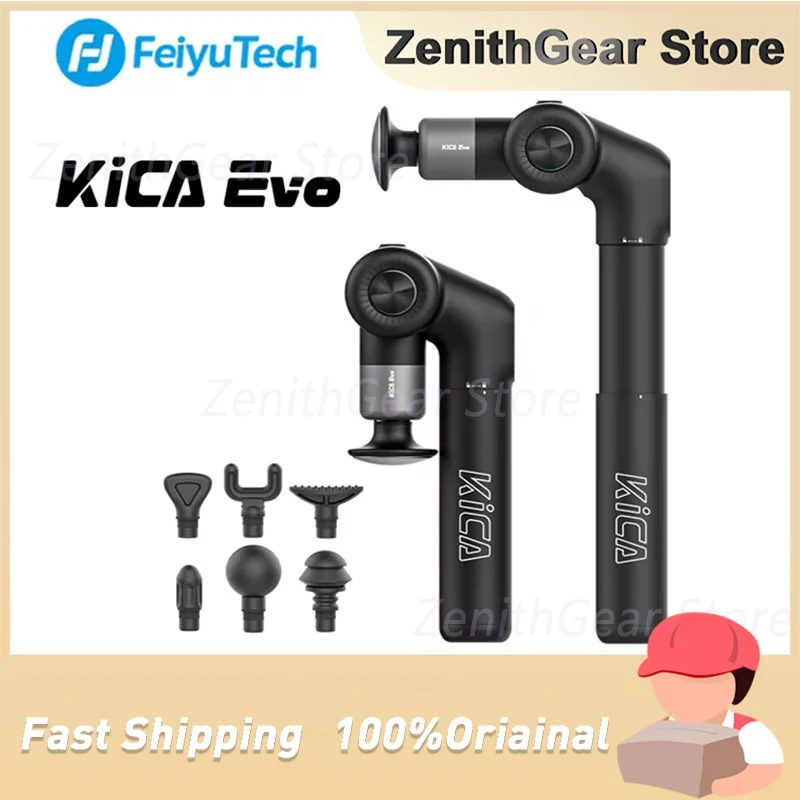 

KiCA Evo Fascia Gun Портативный массажный пистолет для мышц, удар 15 кг, 3200 об/мин с 6 массажными головками, удлинитель 9 см, алюминиевый сплав