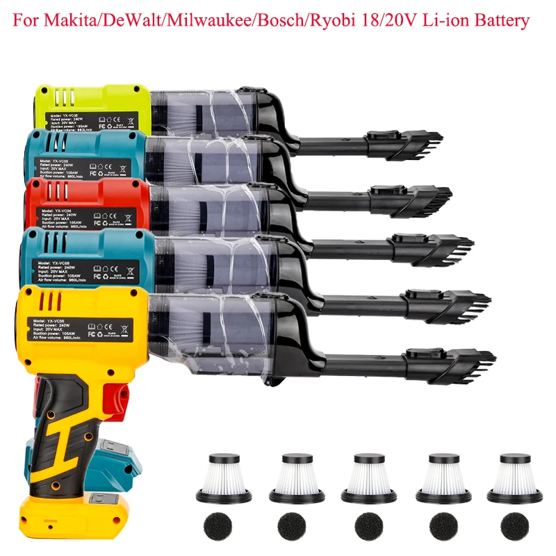 

For Makita/DeWalt/Milwaukee/Bosch/Ryobi 18/20V Li-ion Battery VC05 Portable Brushless Motor Vacuum Cleaner with Speed Adjustment