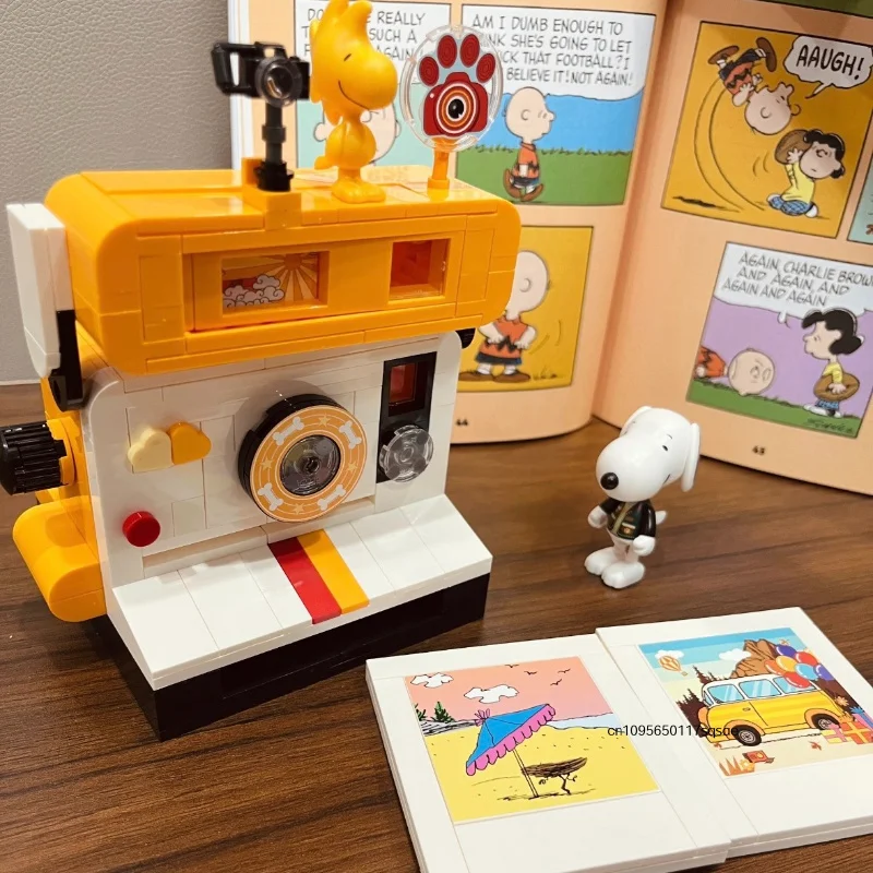 パンタジー-レトロ調-家電-スヌーピー-ブロック-組み立て式-デコレーション-タイプライター-コーヒーマシン-モデル-赤い家-おもちゃ-ギフト