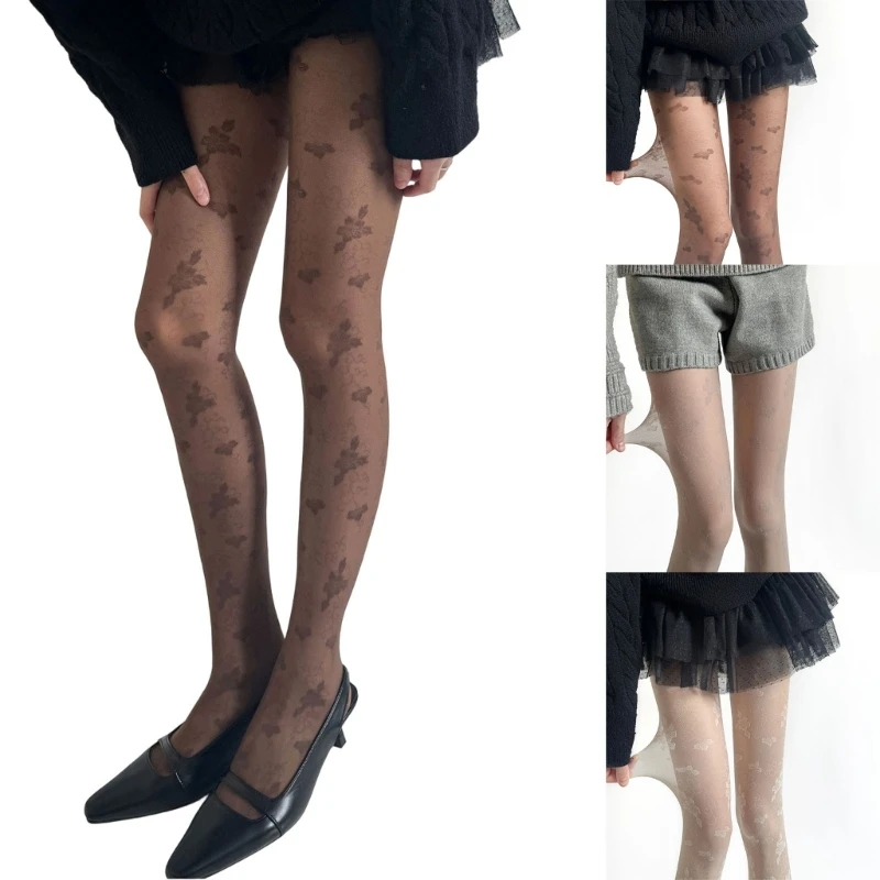 Women Ribbon Patterned Tights Students Girls Tights Stocking Pantyhose Tights