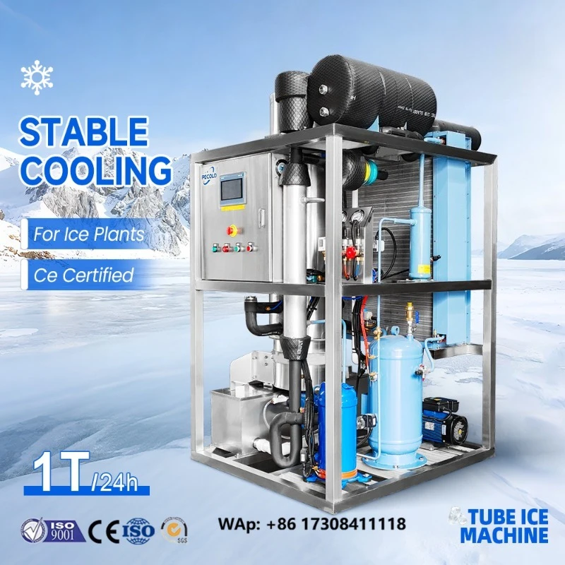 Máquina de Hielo en Tubo de 1 Tonelada, Pequeña Máquina de Hielo Comercial para Tiendas de Té con Leche y Bebidas Mercado de Filipinas