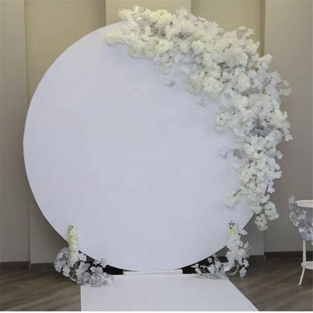 

Elegant white mental Round Velvet Flower Wall back drop stand Party Decorations Wedding stage Backdrop yudao971