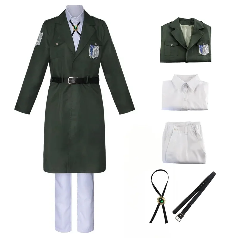 

Anime Attack on Titan Cosplay Eren Levi Costume Shingek No Kyojin Scouting Legion Soldier Coat Trench Uniform Halloween Outfits