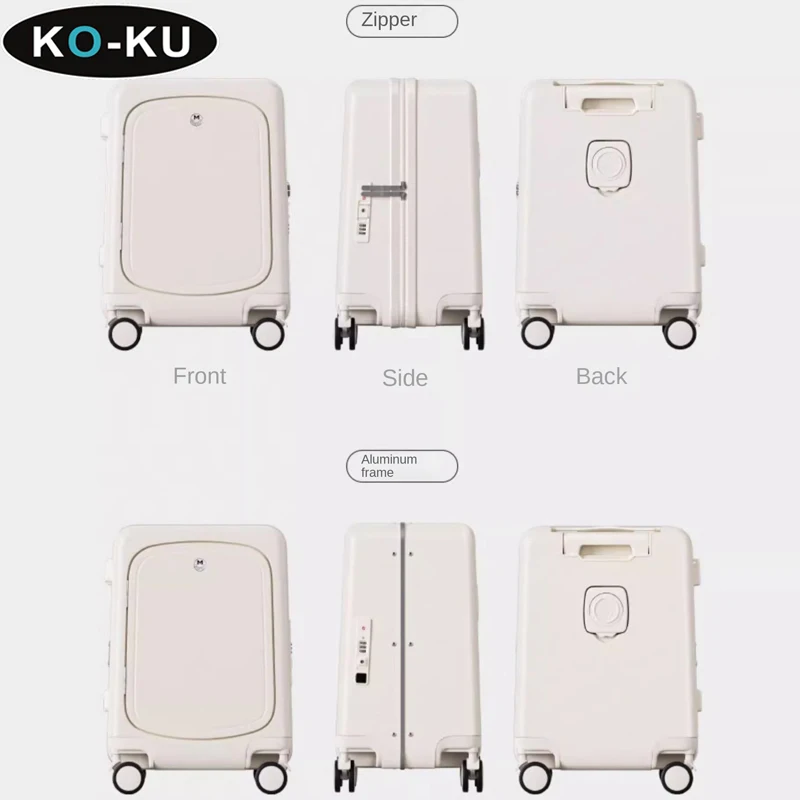 KO-KU Goede Kwaliteit Multifunctionele Zakelijke Bagage Aluminium Frame Trolley Kan Zitten Koffer 26/20 Inch Boarding Box