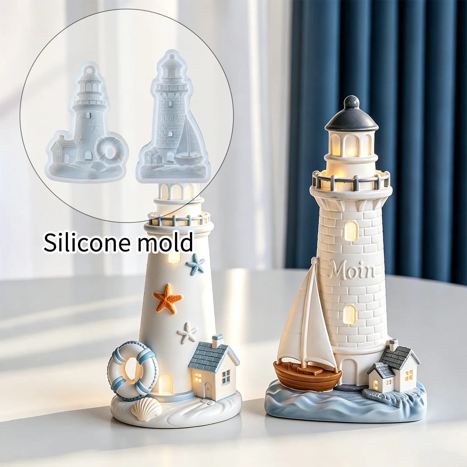 3D Island Lighthouse Listing Silicone Mold DIY Aroma Cement Plaster Home Ornament Decoration Molds For Resin