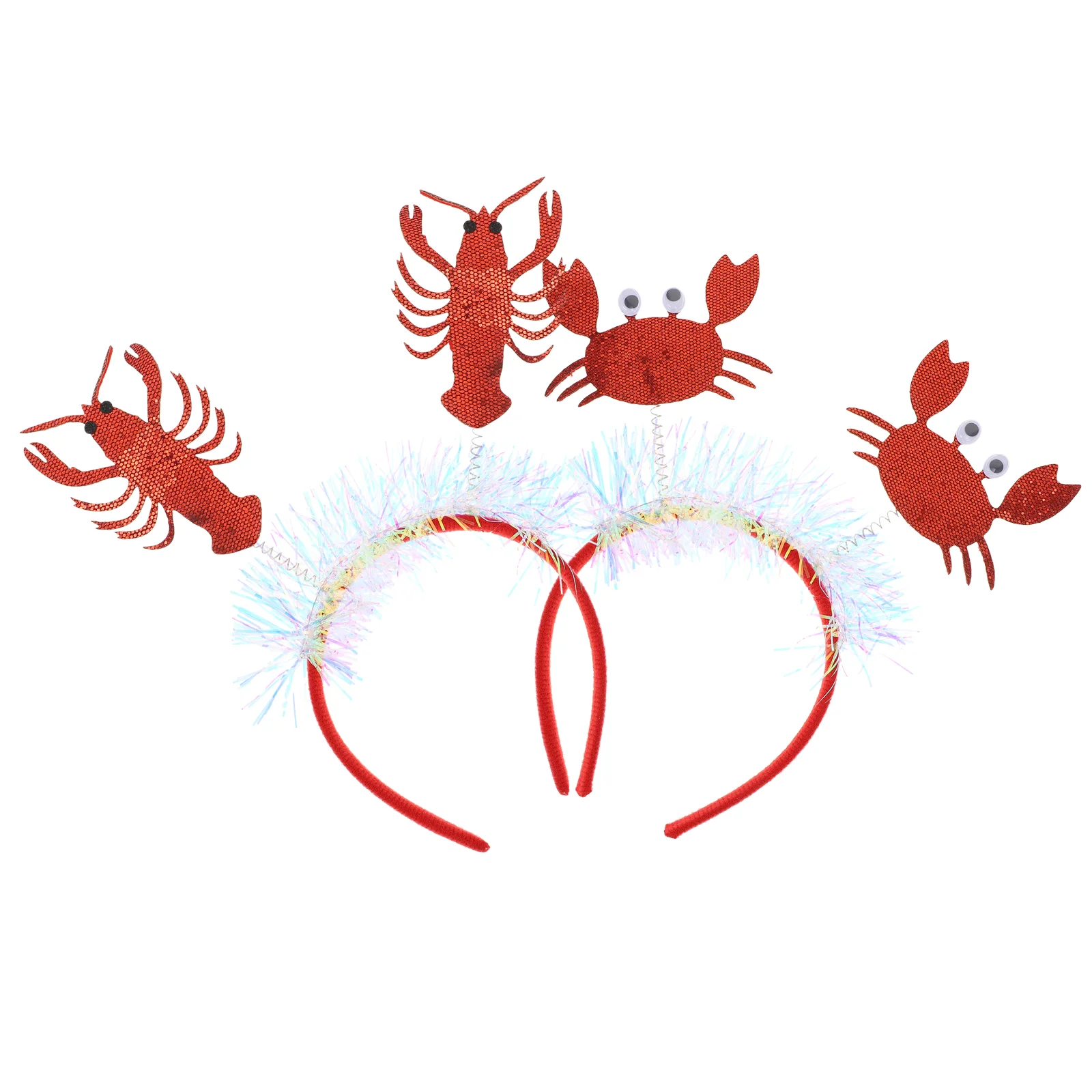 

2 Pcs Lobster and Crab Headbands Costume Hair Hoops Party Prop Marine Life Shaped Headdress Decorative Outfits