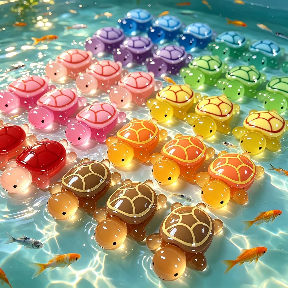 30Pcs Large Luminous Resin Turtle Miniature Garden Figurines, Accessories for Decorating DIY Dollhouse Fish Tank Fridge Wall Art