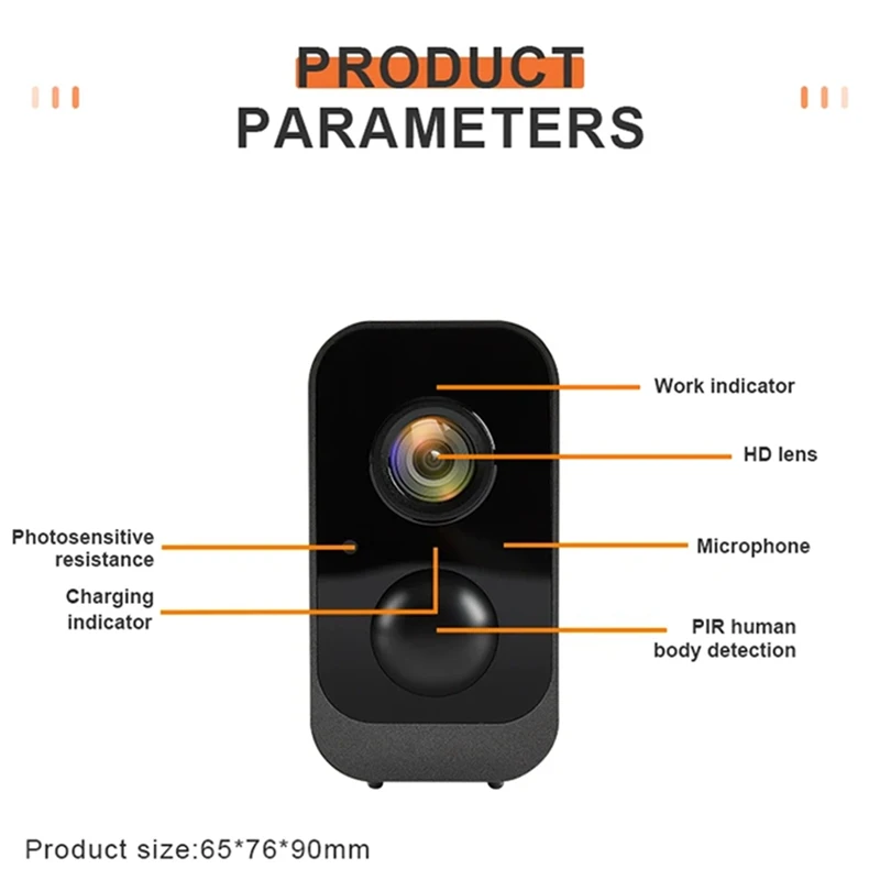 AB09-Tuya Batteria intelligente Sorveglianza Wifi wireless impermeabile, Visione notturna a infrarossi Sorveglianza PIR wireless domestica esterna