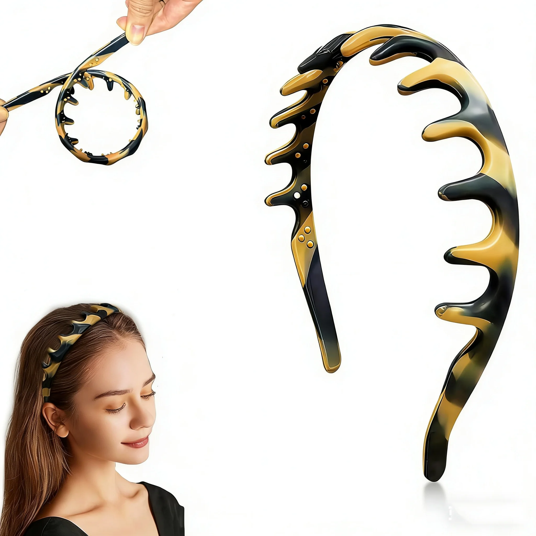 Neue Silikon-Stirnbänder für Frauen, rutschfeste Kamm-Stirnbänder mit Zähnen, nicht bruchsichere Haarreifen für Haare, U-förmige Modeaccessoires – Detail 14