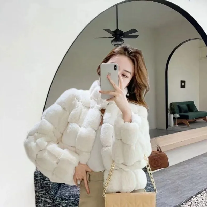 2024 Mink Coat Winter Imitation Fur Collar Square Fur Thickened New Fashion Network Red Furry Top Trend Modern Stylish Faux Fur