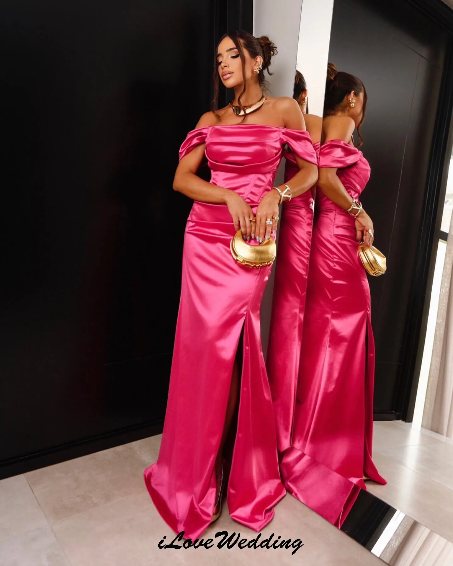 Vestido de dama de honor con hombros descubiertos, vestido de fiesta de boda para mujer, vestido de fiesta de sirena para invitados, largo hasta el suelo, personalizado, 2025