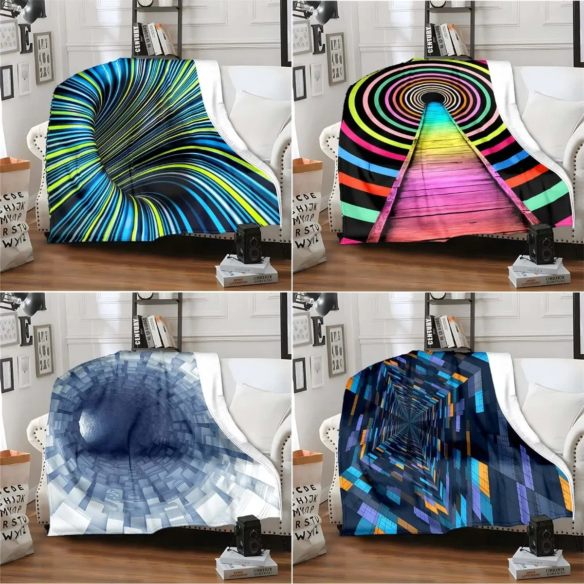 3D Print Abstract Art Design Flannel Fleece Throw Blanket All Season Warm King Queen Size Super Soft Lightweight for Bed Couch