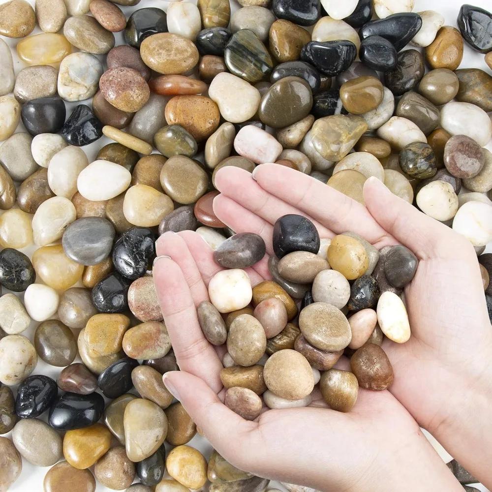 Natural Polished Pebbles Gravel Mixed Color Stones River Rock Vase Fish Tank Aquariums Filler Garden Courtyard Decoration